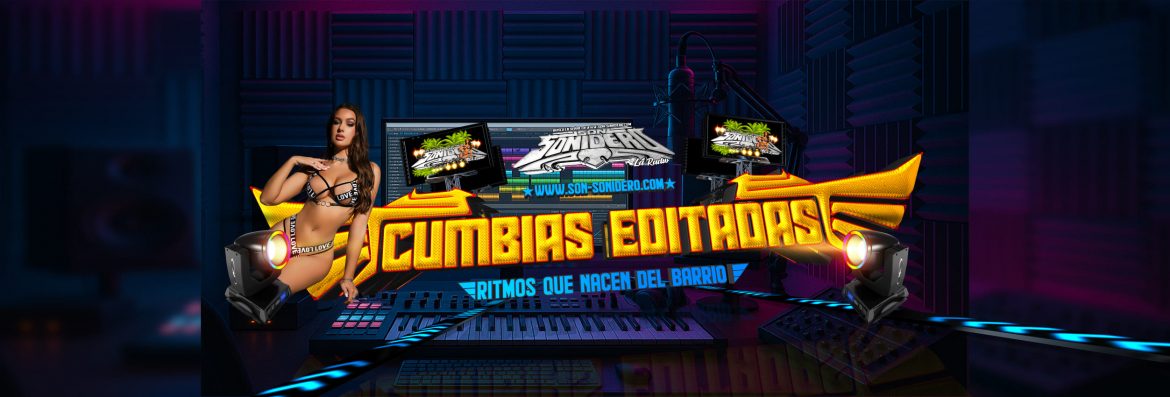 Estudio sonidero con luces y diseño especial para cumbias editadas